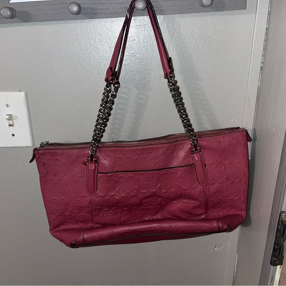 Coach Floral Embossed Pink Tote - Picture 4 of 8